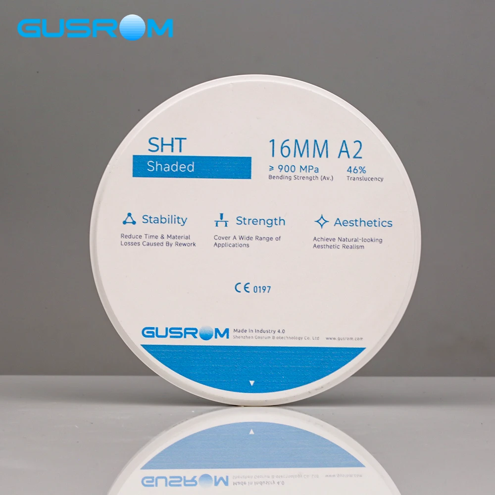 

SHT Shaded Zirconia Disc 98mm Pre-Stained Dental Zirconia Block for CAD/CAM Open System VITA 16 ColorsTranslucency Dental Lab