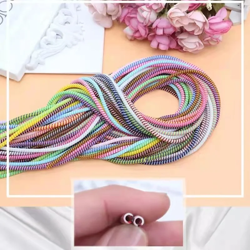 New 1.4M Laser Color TPU Soft Spiral USB Charging Cable Protector for iPhone Samsung Huawei Earphone Cord Line Protection view 5
