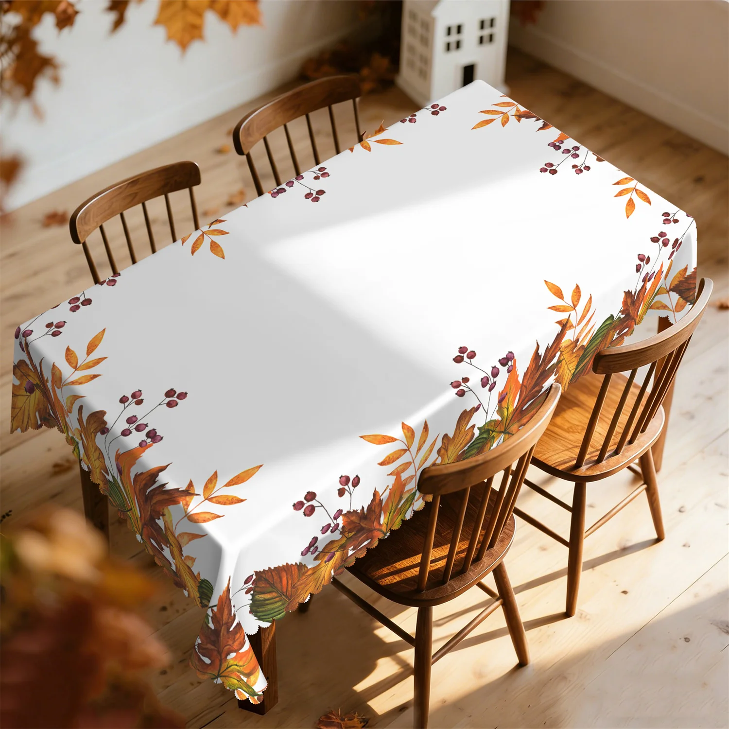 Maple leaf autumn leaf berry autumn tablecloth, 1 pack, suitable for indoor and outdoor furniture for Thanksgivingzyc
