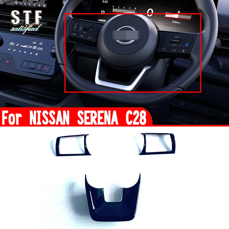 

For NISSAN SERENA C28 2023 2024 Car Accessories Interior Steering Wheel Trim Cover Molding Decoration Stickers W4