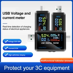 Tester typu C USB woltomierz cyfrowy DC amperimetr Amperimetor miernik napięcia prądu amperomierz wykrywacz wskaźnik Power Bank ładowarka