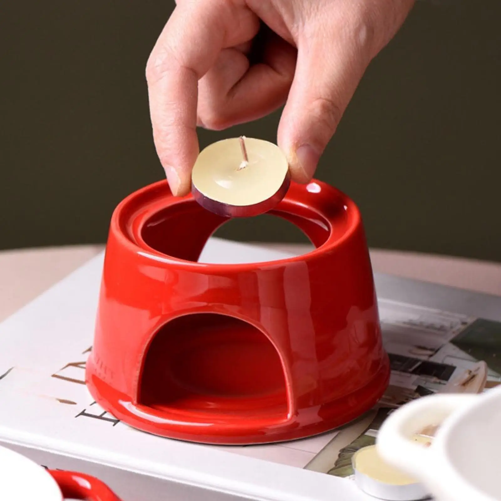 Porcelain Chocolate Fondue Food Cookware for Birthday Anniversary Broth