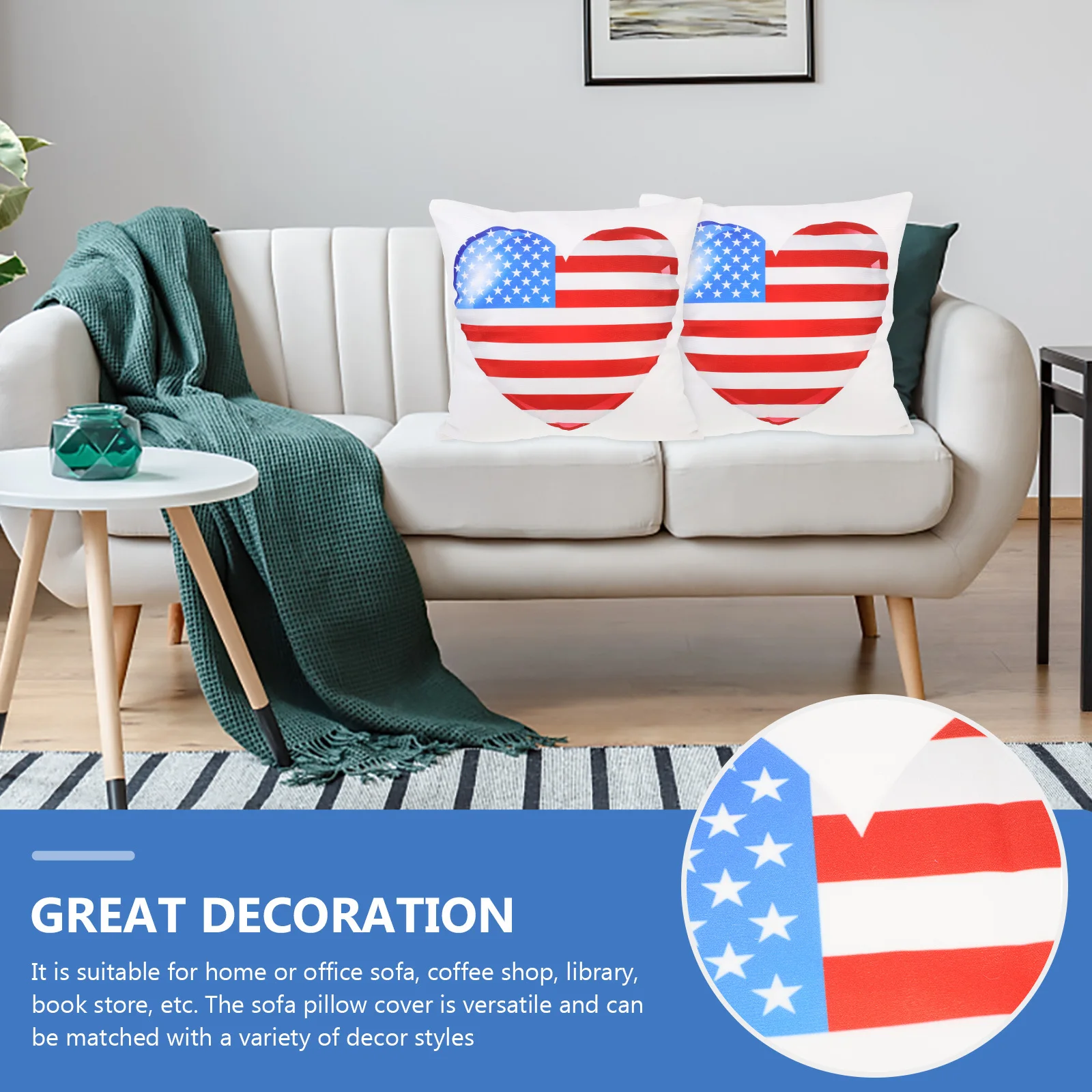 

Independence Day Linen Pillow Cover Premium Material Comfortable Hand Feeling Decorative Cushion Cover for Sofa Bed Couch Usa