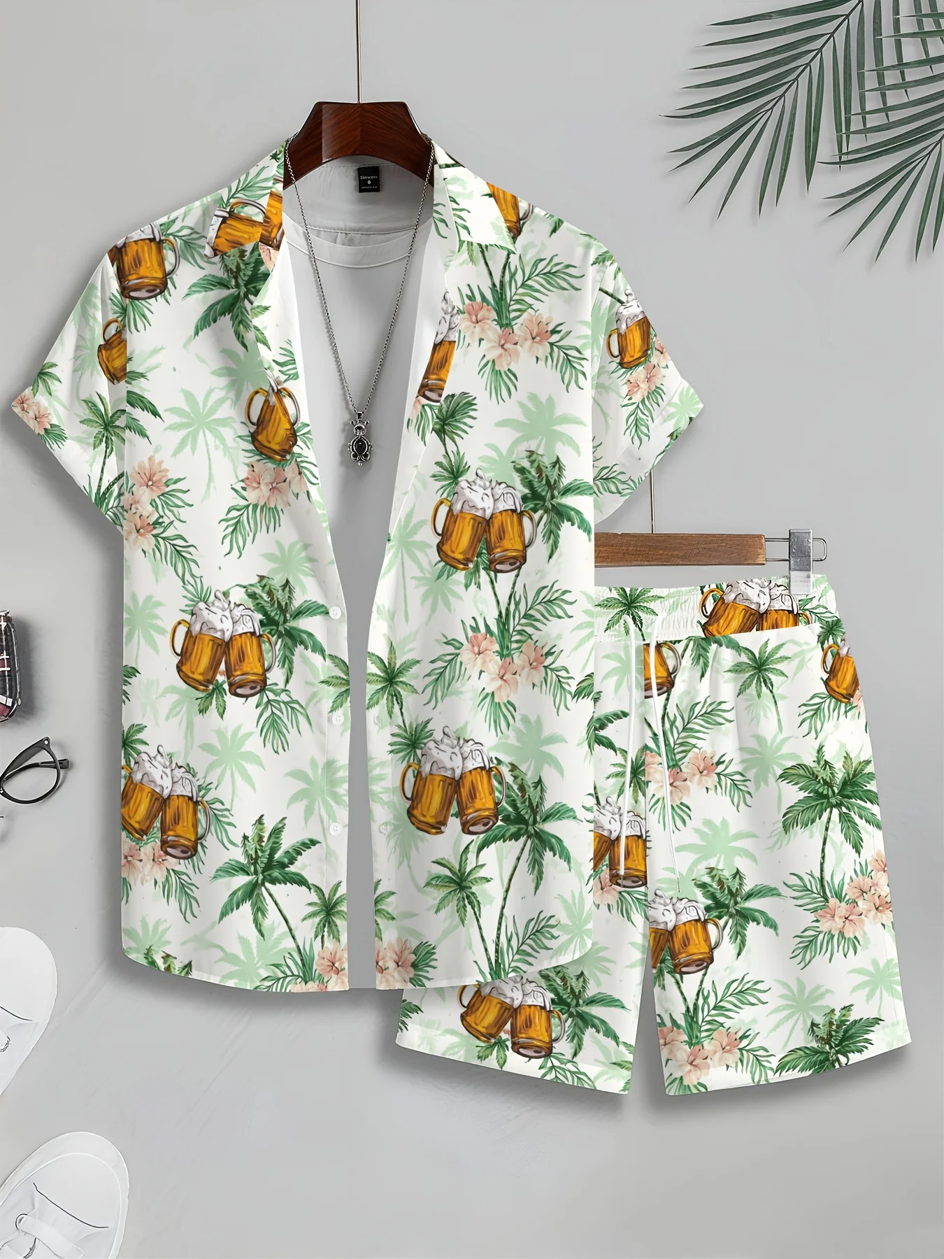 Beach Shirt Hawaiian - Completo coordinato da uomo con motivo