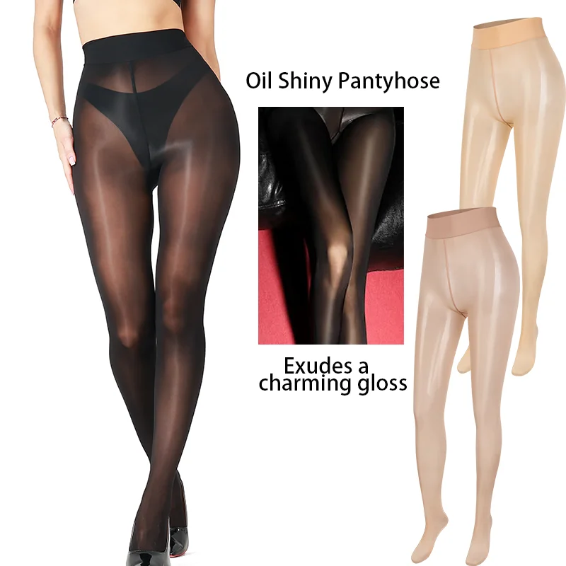

Women High Waist Shimmer Tights Oil Bright Shaping Panty Ultra Shiny Sheer Pantyhose Sexy Shiny Oil Closed Crotch Stockings