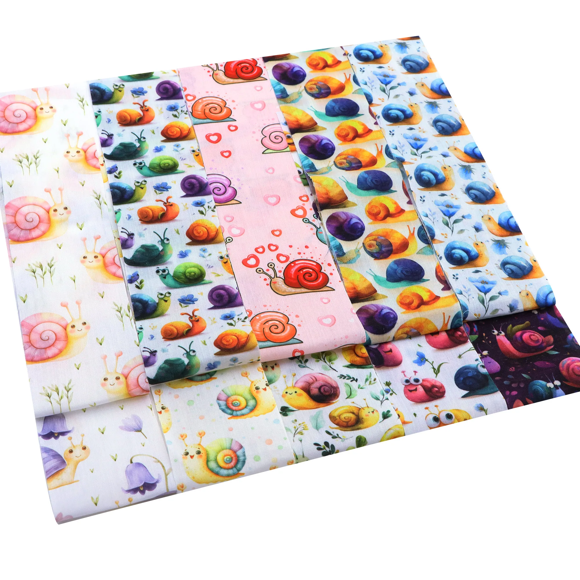 10pcs Snail Jelly Roll Fabric Strips 2.5X19.7inch Pre-cut 100% Polyester for Patchwork Quilts, Table Runners, Placemats