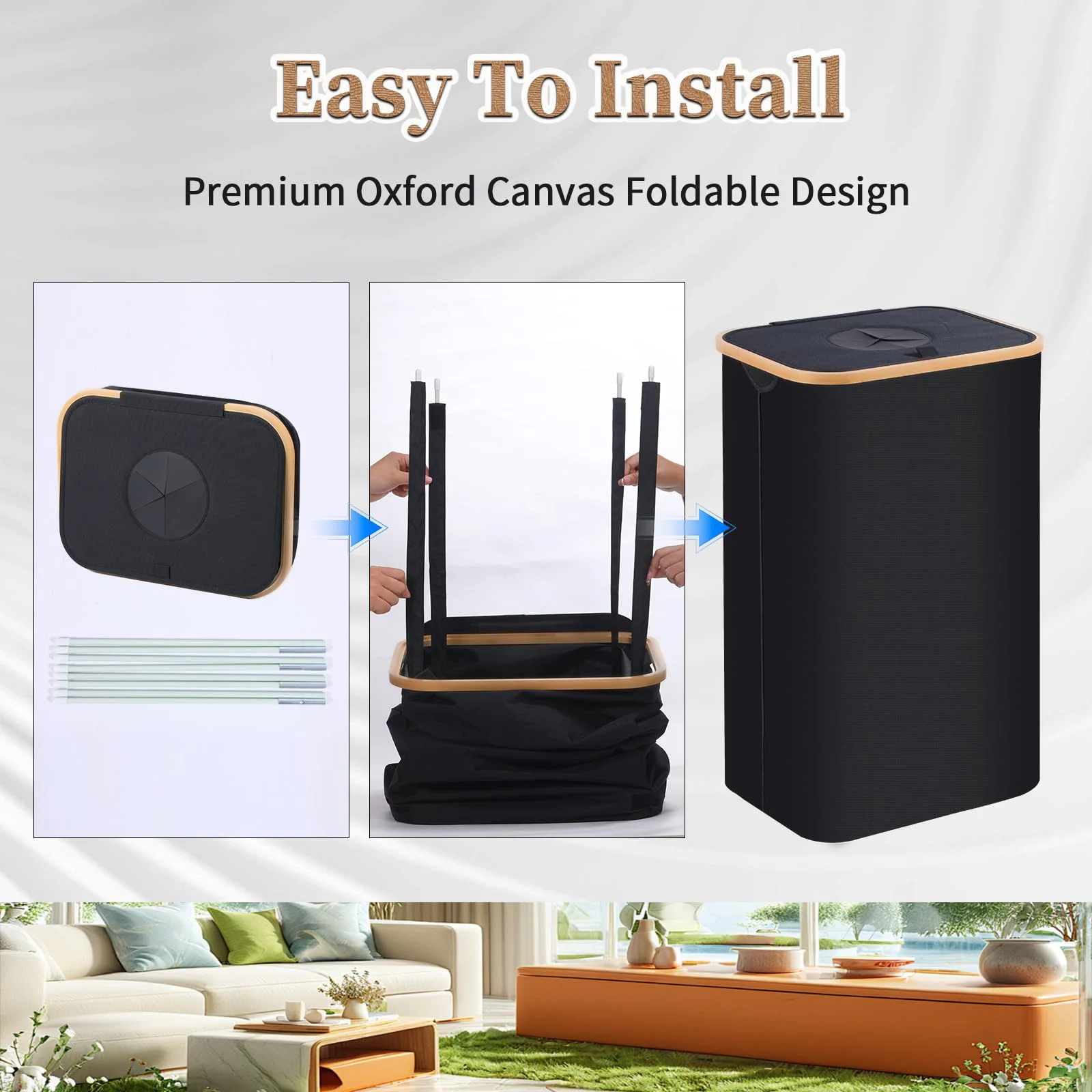 100L المنزل زجاجة مشروبات سلة التخزين مع غطاء طوي الملابس القذرة سلة سلة الغسيل أكسفورد تخزين ملابس دلو