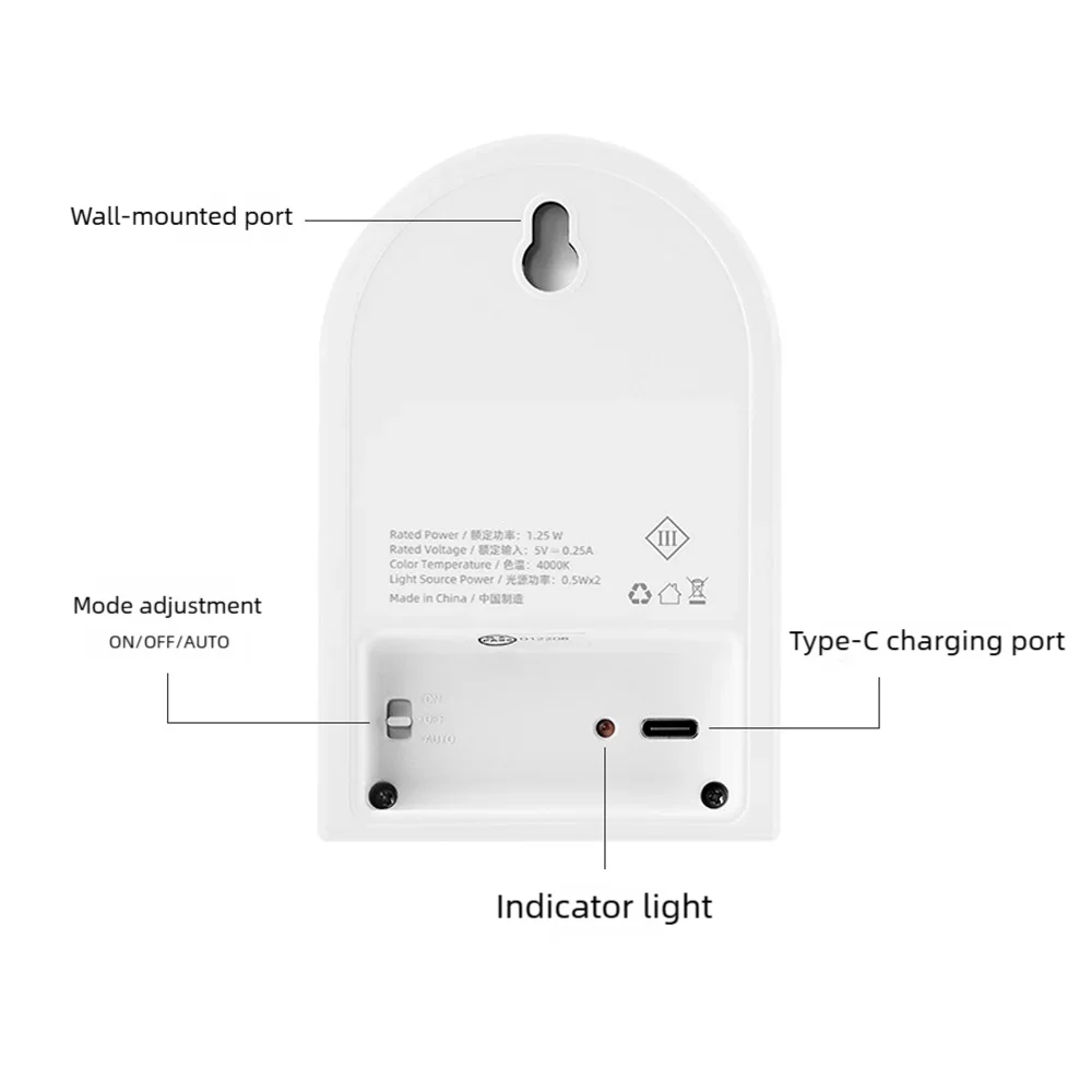 LED sensor night light wall-mounted wall lamp rechargeable mobile bedside night light human sensor light