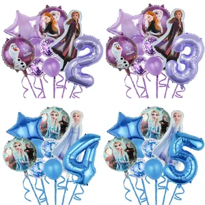 9 piezas Disney Disney Frozen Princesa Elsa Foil Globos cumpleaños Helium Globos Baby Shower Party Globos Regalos de juguete para niños Niñas 12 mejores decoraciones de cumpleaños de princesas de ventas - №5