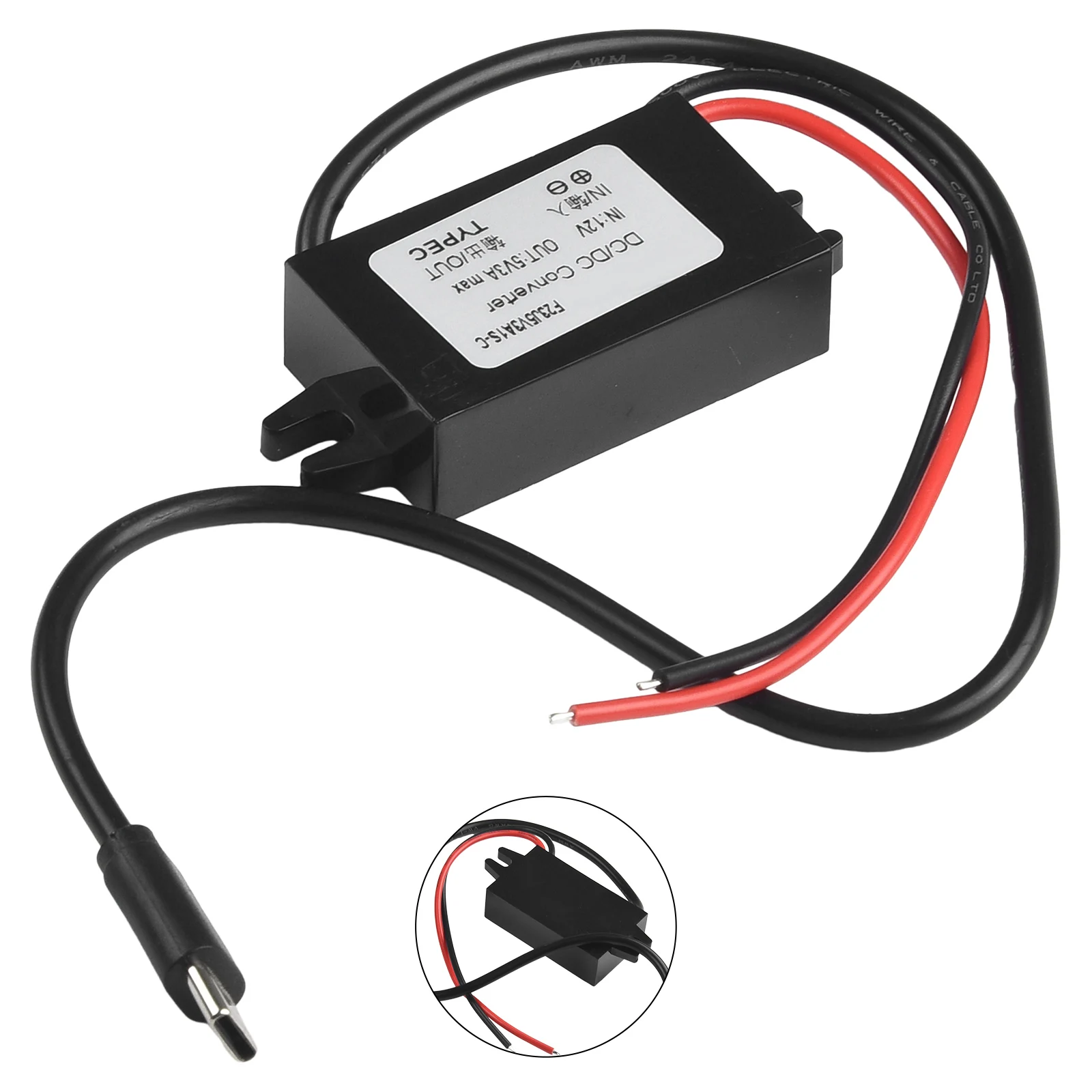 1pcs 12V To 5V 3A Waterproof Converter Type C USB C DC-DC Step Down Module Cars Motorcycles RVs GPS Navigators Car Recorders