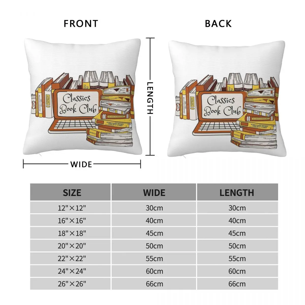 Classics Book Club 2025 Pillowcase Polyester Linen Velvet Pattern Zip Decorative Pillow Case Sofa Seater Cushion Cover