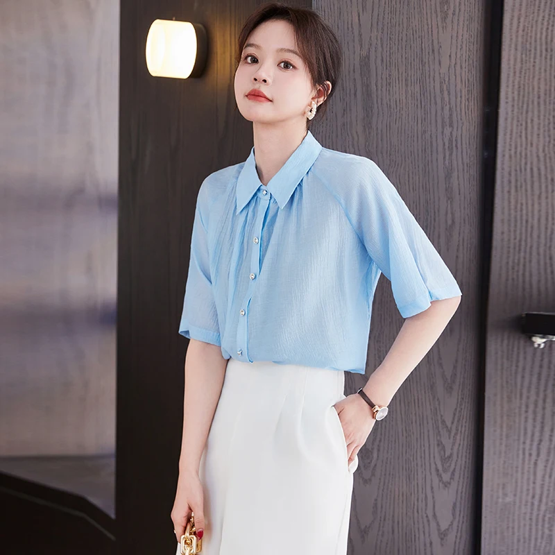 NAVIU Shirt Women Solid Turn-down Collar Retro Chic Korean Style Streetwear All Match Simple Leisure Popular Preppy Clothing