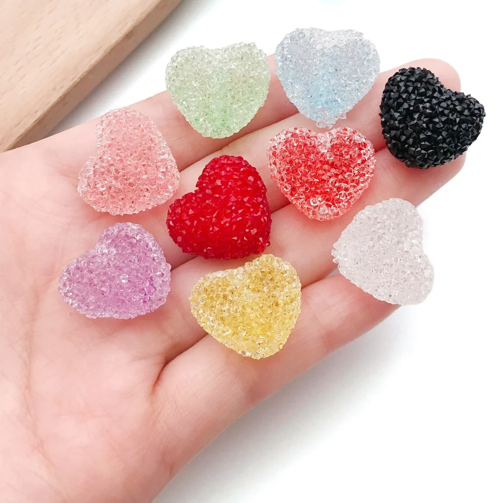 10pcs Colorful Candy Sugar Heart Diy Square Beads Straight Hole Beads Handmade DIY Bracelet Jewelry Accessories Making Materials