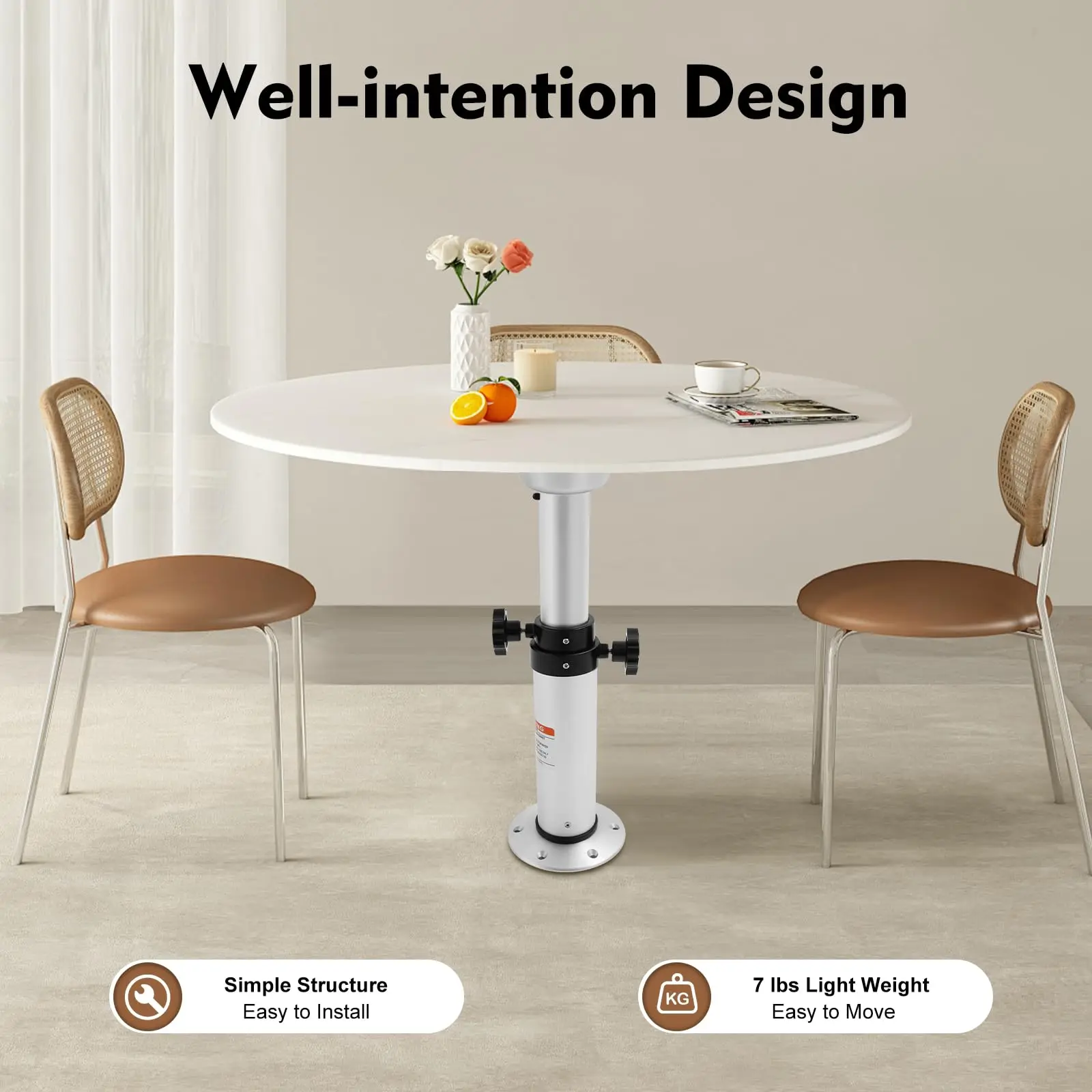 3단계 조절 가능한 RV 보트 테이블 받침대, 분리형 알루미늄 합금 프레임, 17-29인치 높이 범위, RV 요트용 테이블 다리