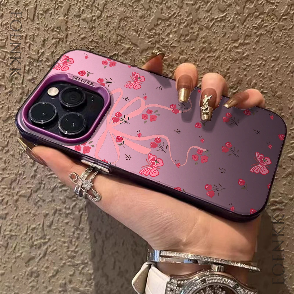 Cute Bow Cherry Pattern Phone Case For Samsung Galaxy S25 S24 S23 Ultra S22 S21 S20 Ultra Plus FE A25 A35 A55 5G Hard Cover
