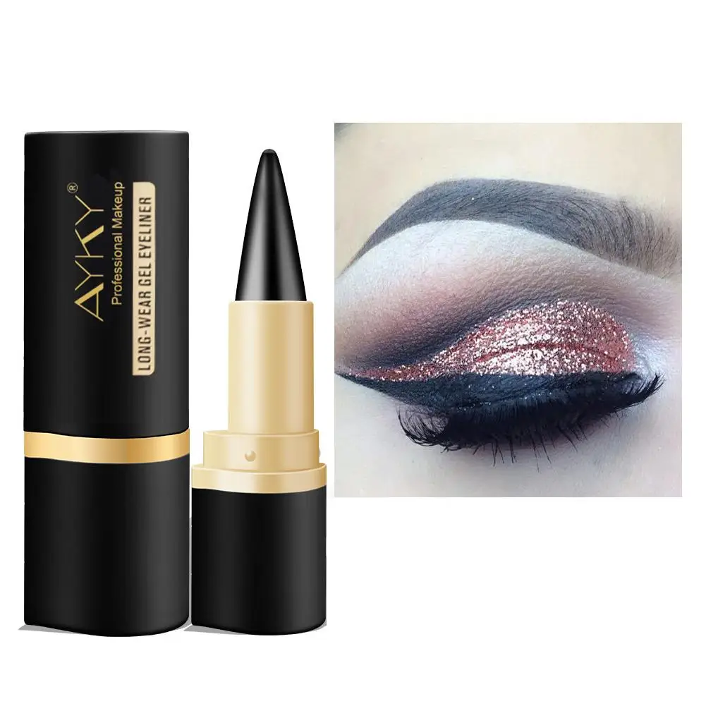 1 pz tubo nero rossetto-style Eyeliner nero duraturo naturale impermeabile crema Liner Eye penna portatile I4D7