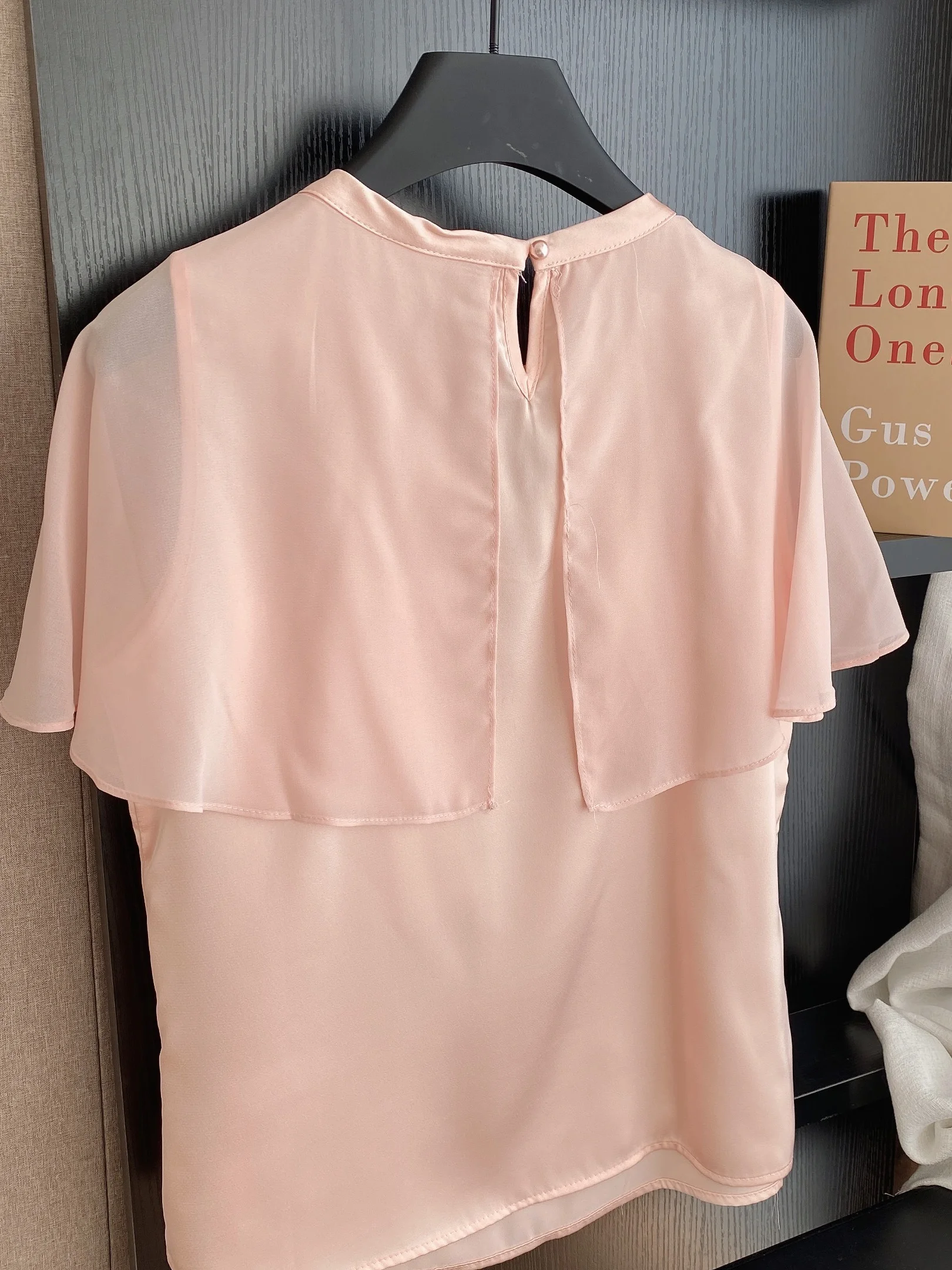 

Ele round Ne Lace Trim Splice Chiffon irt Women's Loose Versatile Summer irt Luxury Beadings Korean Sle Commute
