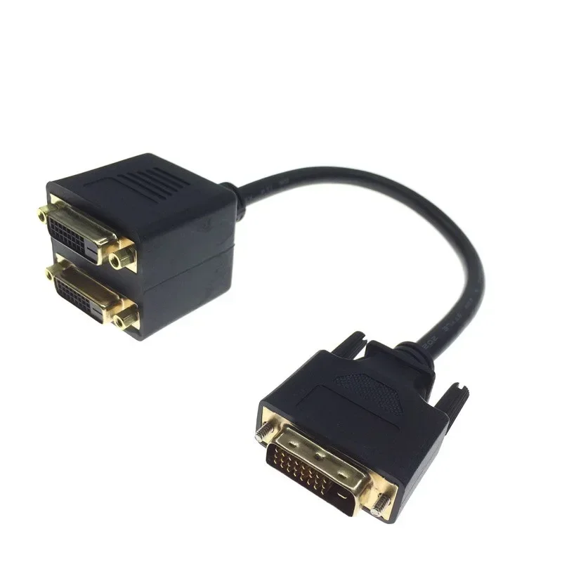 1x2 kabel adaptor Splitter DVI 1-DVI pria ke DVI24 + 1 Wanita 24K konektor emas untuk HD1080P HDTV proyektor PC Laptop