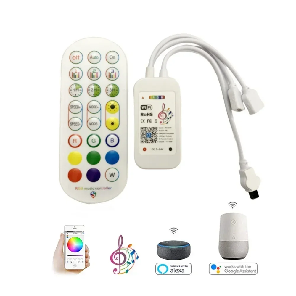 

24 клавиши дистанционного управления Tuya Wi-Fi Smart Life Led RGB Music Controller DC5-24V для Alexa Google 2port 4Pin Smart Light Controller