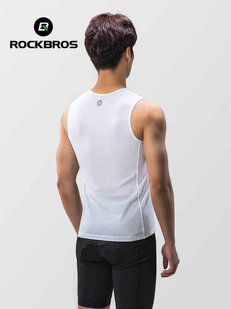 ROCKBROS Bike Vest Breathable  Men\'s Sleeveless Short Summer Undershirt Windbreaker Tshirt Quick Dry Elastic Mesh Underwear