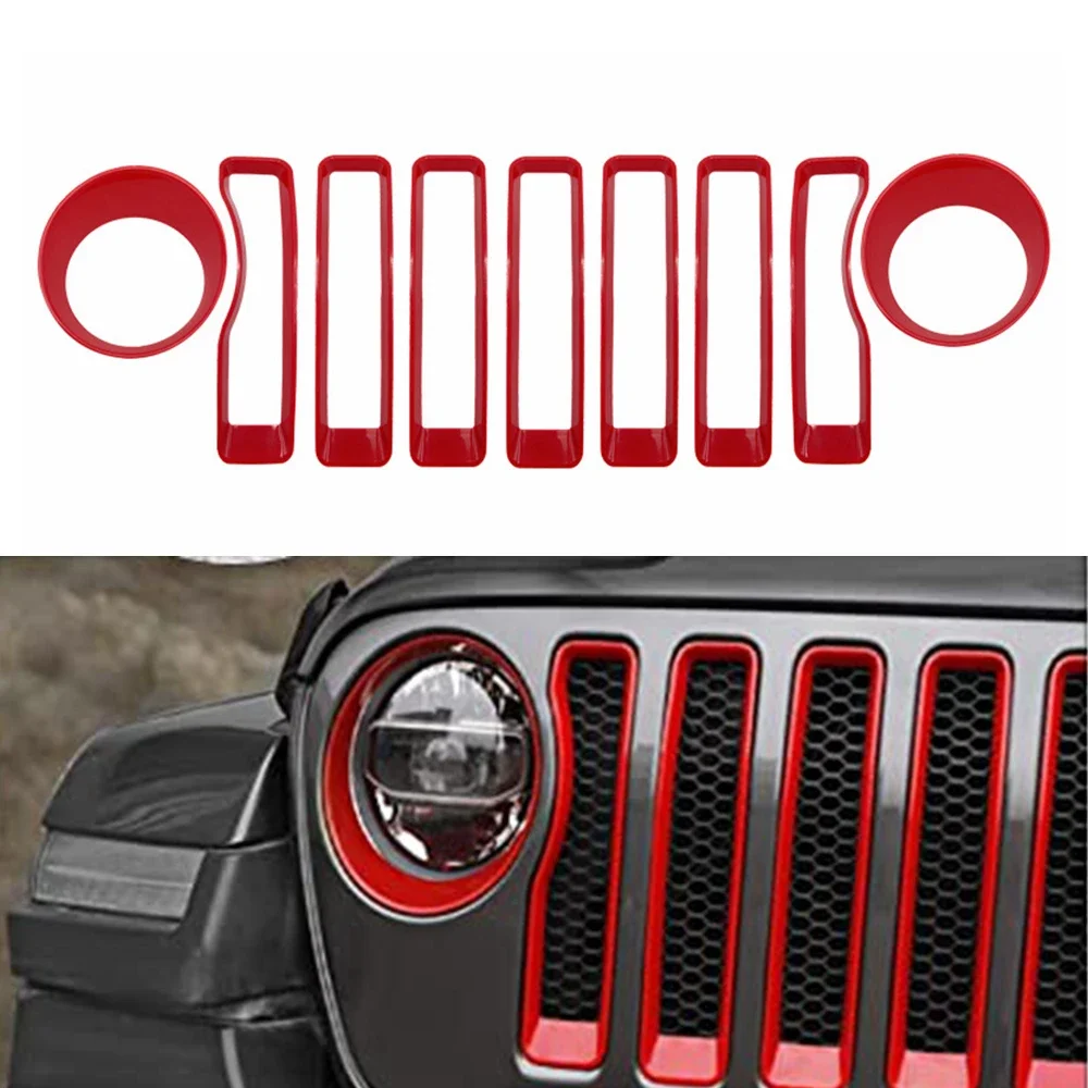 Сетчатая решетка для гриля Jeep Wrangler JL, вставка для решетки радиатора с головкой светильник, обшивка 2018 2019 2020 JL JLU для Jeep Gladiator JT