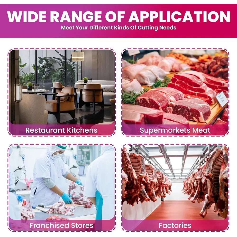 Gergaji Tulang Daging Listrik Baja Tahan Karat Kelas Komersial, Daya 1500W, Ketebalan Pemotongan 0.8-7.1 Inci, Ideal untuk Pemotongan Daging dan H