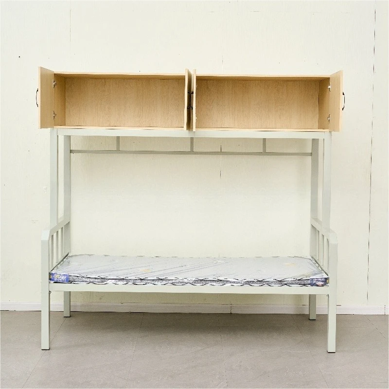 Upper cabinet and lower bed with storage cabinet integrated bed, iron wrought loft combination single bed