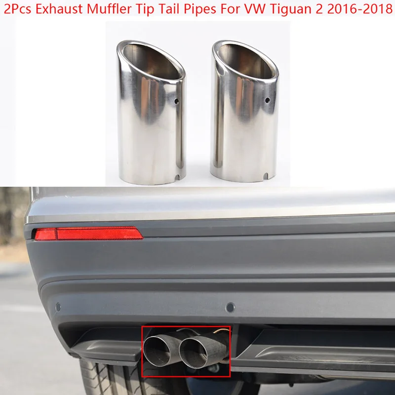 

2Pcs/Set 68mm Exclusive Car Styling Stainless Steel Exhaust Muffler Tip Tail Pipes For VW Tiguan 2 2016-2018 Auto Accessories