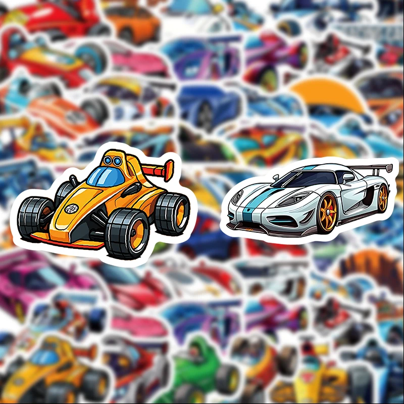 50 Cool Racing Stickers, Suitable for Diaries, Laptops, Car Bumpers, Skateboards, Water Bottles, Computers, Phone Decorations, Etc