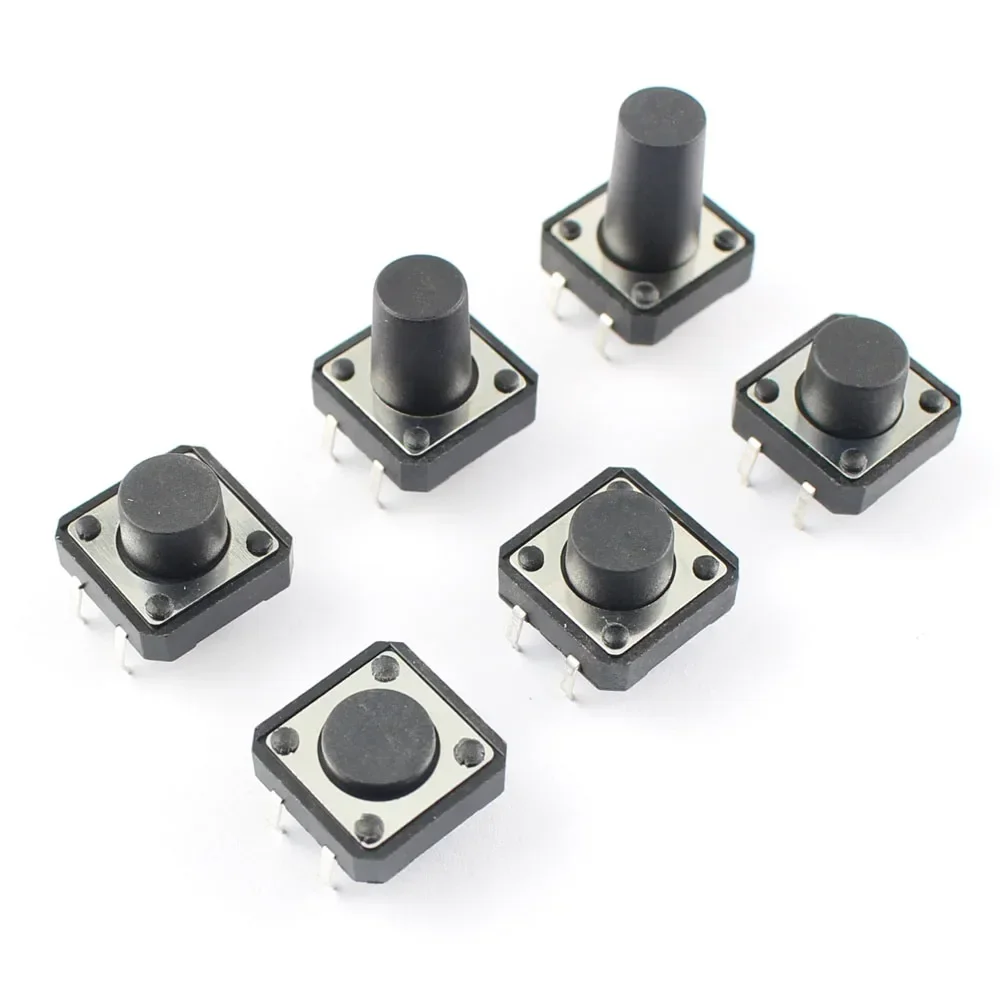 50pcs interrupteur 12*12 4Pin DIP auto-réinitialiser momentané Tactile bouton poussoir 12x12x4.3/5/5.5/6/7/7.5/8/8.5/9/9.5/10/11/12/13/15mm