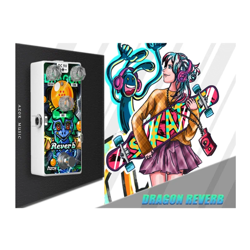 AZOR 12 زودياك سلسلة التنين ريفيرب الغيتار دواسة تأثير ريفيرب دواسة صغيرة تأثيرات الغيتار الملحقات