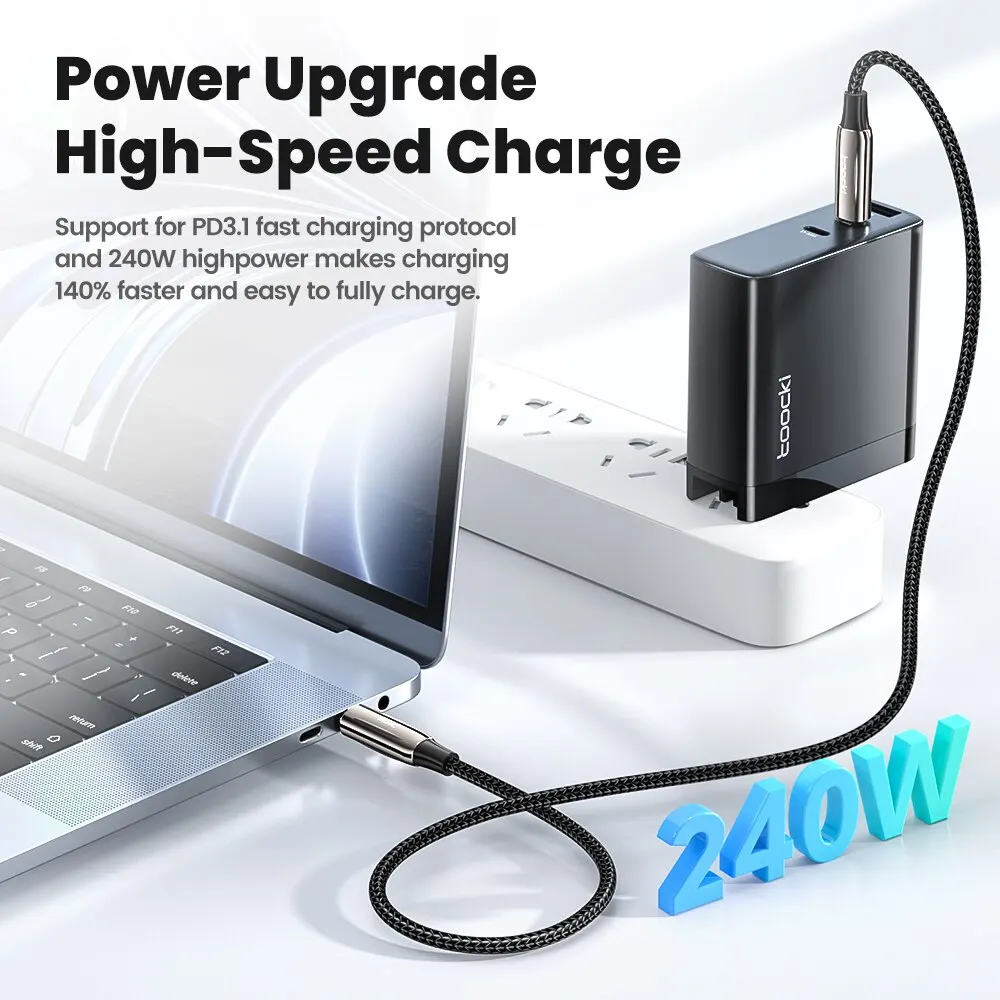 Toocki 240W USB C To Type C Cable PD3.1 48V 5A Super Fast Charging Cable Type C For iPhone 15 Xiaomi Samsung S23 Huawei Macbook