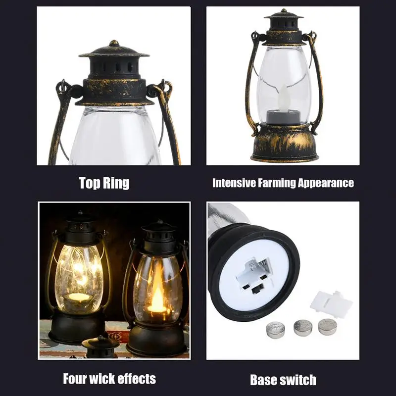 1pcs Solar Retro Kerosene Lamp Led Horse Lantern Outdoor Portable Rechargeable Camping Lamp Camping Lamp