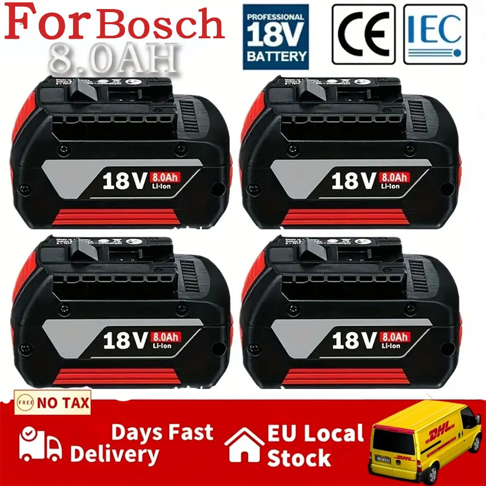 Batterie d'origine pour perceuse électrique Bosch 18V 8.0Ah, batterie Li-ion rechargeable 18V 6.0Ah, BAT609, BAT618, BAT618G, BAT614