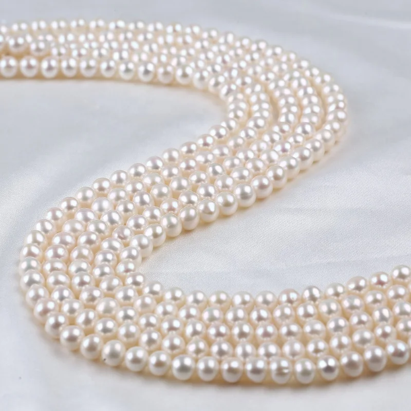 

High quality 6-7mm natural white pearls round beads strand jewelry for wholesale