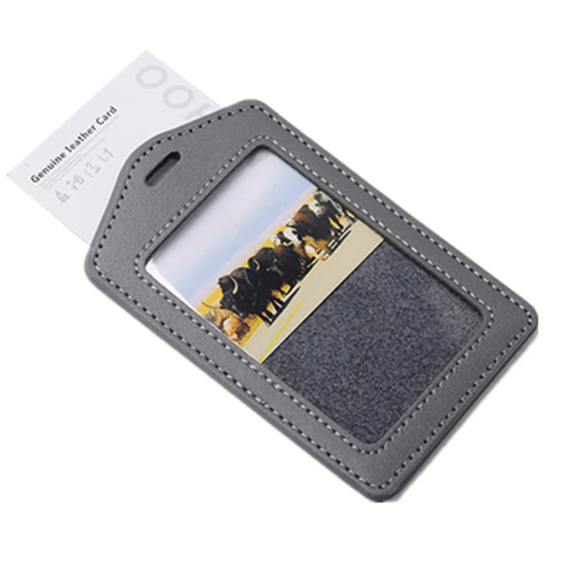 

PU Leather Working Permit Case with Transparent Badge Reel Exhibition ID Card Holder Clip Set Keychain Badge Reels Card Sleeve