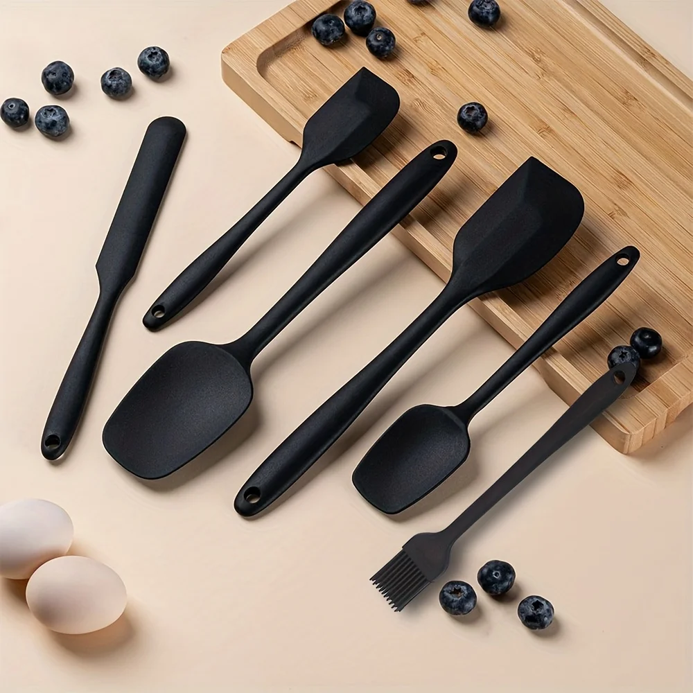 Juego de 6 Espátulas de Silicona de Grado Alimenticio, Antiadherentes y Resistentes al Calor, para Cocinar, Hornear y Mezclar