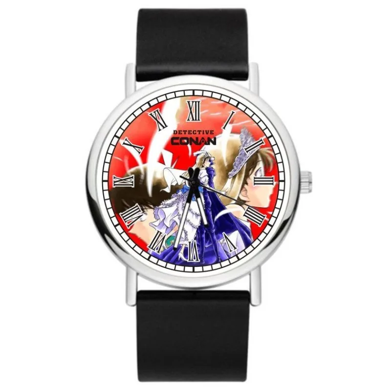 Zegarek kwarcowy dla uczniów, unisex, w stylu anime z motywem Detektiva Conana i postacią Kid the Phantom Thief, z wskazówkami, idealny na prezent świąteczny.