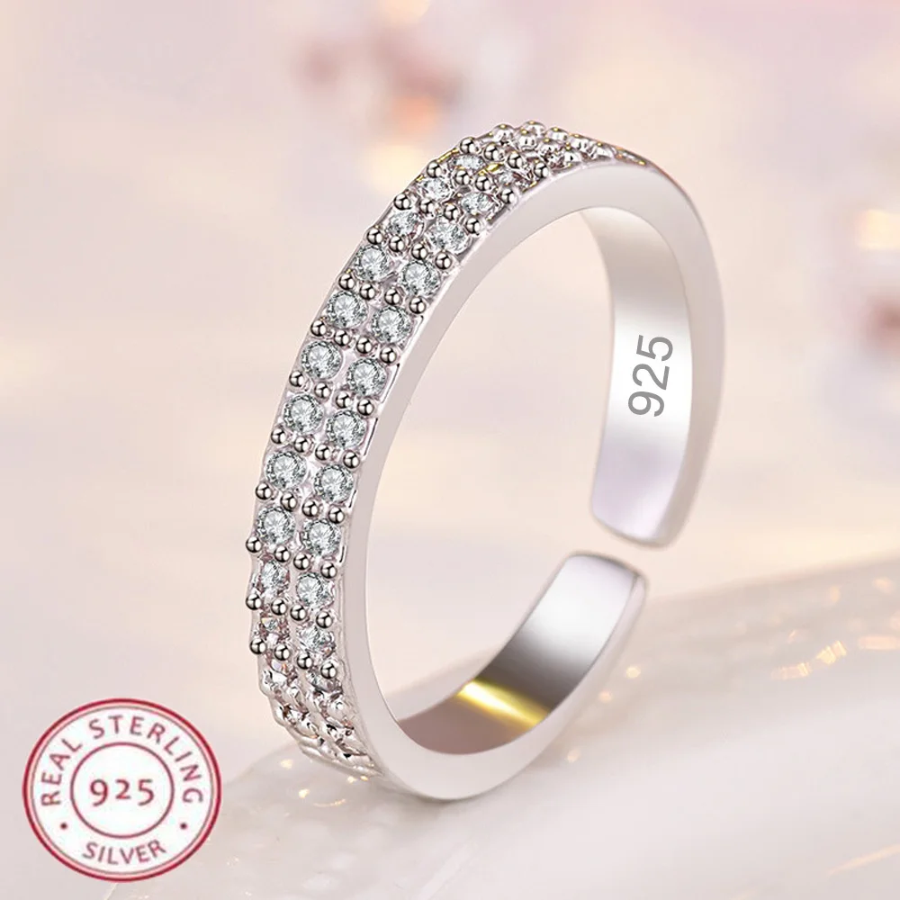 Ring aus 925er-Sterlingsilber, funkelnder Zirkon, luxuriös, hochwertig, für Damen, Ringe, Hochzeit, edler Schmuck, Accessoires, Party-Geschenk