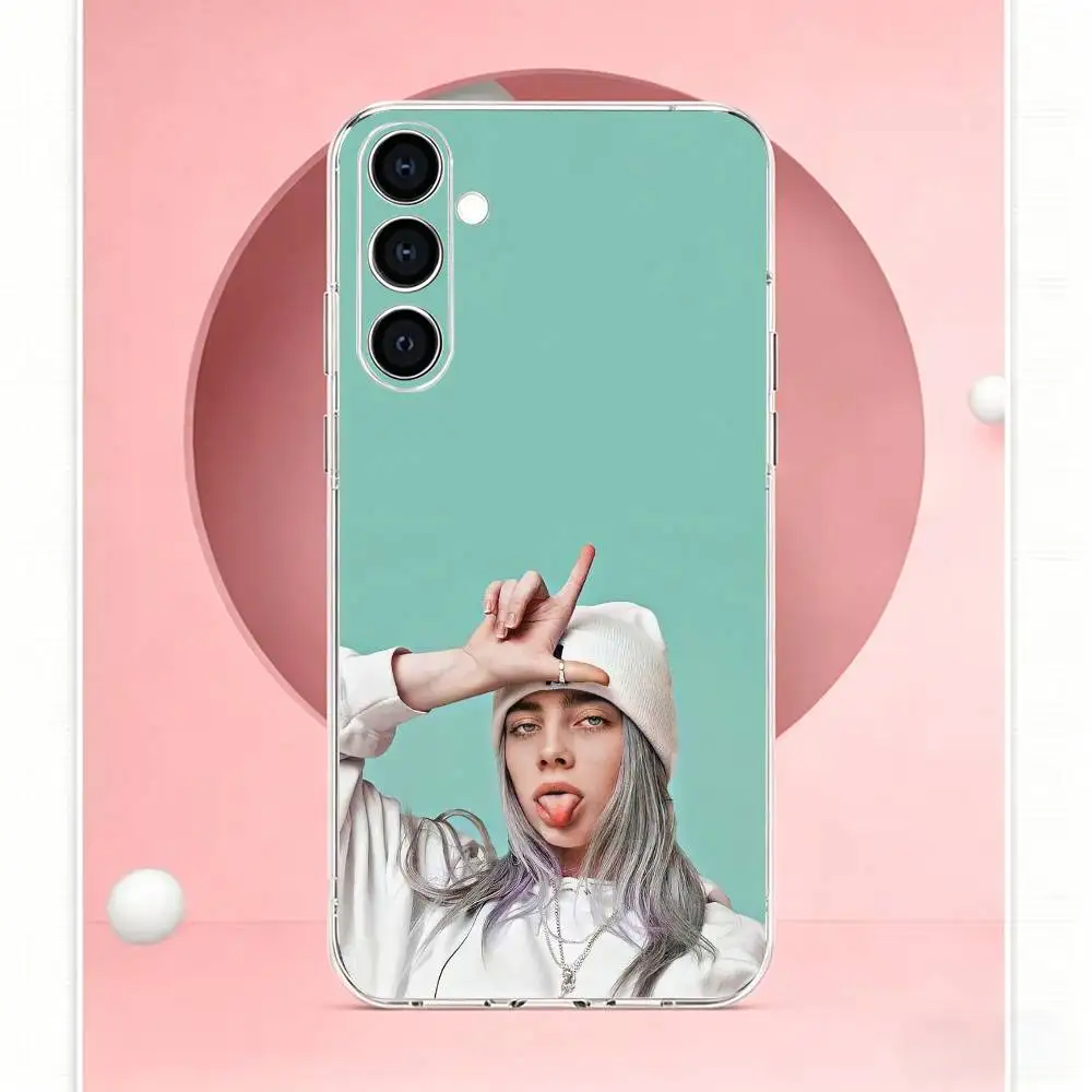 Representative pop singers B-illie Eilish  Phone Case For Samsung Transparent Soft Case A73,A72,A71,A70,A53,A52,A51 view 5