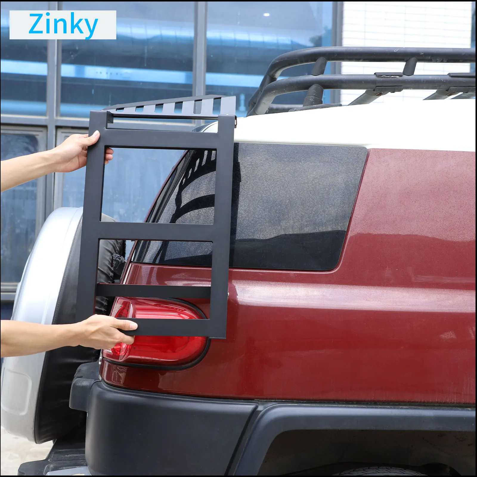 Zinky Car Trunk Side Climbing Ladder for Toyota FJ Cruiser 2007-2021 Aluminum Alloy Exterior Assisted Ladder Climbing