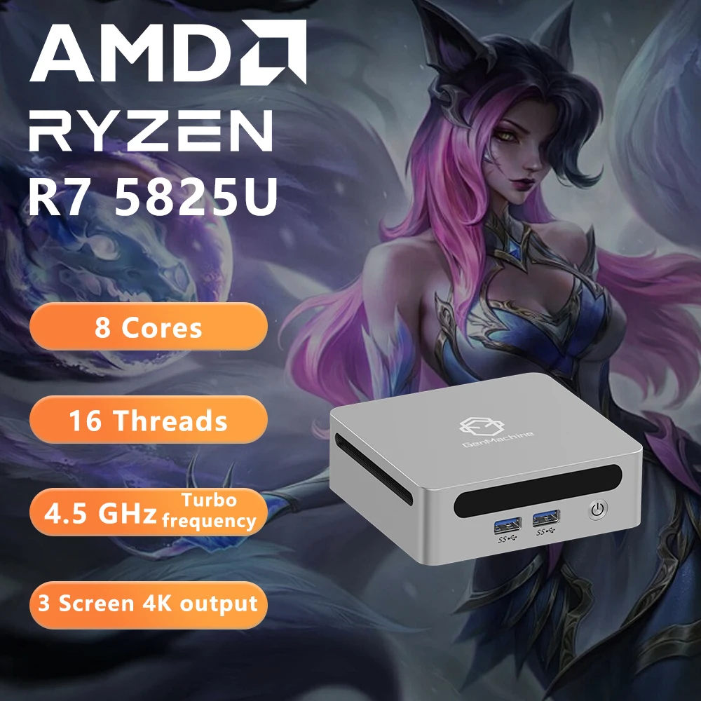 DDR4 3200Mhz Gaming Pc WIFI6 Computer da gioco fai da te GenMachine AMD Ryzen Ren5000 5825U 5875U 5900HX 5980HX Mini PC Windows 11