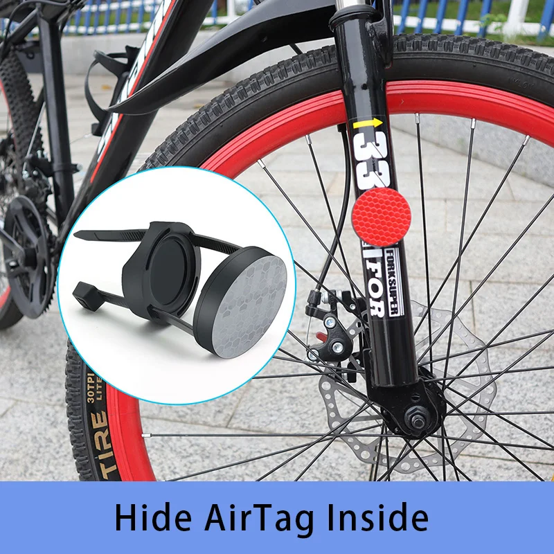 จักรยานเสือภูเขาป้องกันการโจรกรรมซ่อน AirTag Positioner Fix ที่วางของท้ายจักรยาน Reflector Locator Bracket ปลายจักรยานสะท้อนแสงโคมไฟ