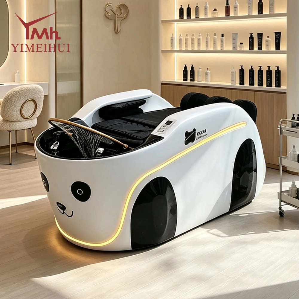 Salon spa hair washing station massage furniture panda shaped fiberglass shampoo beds