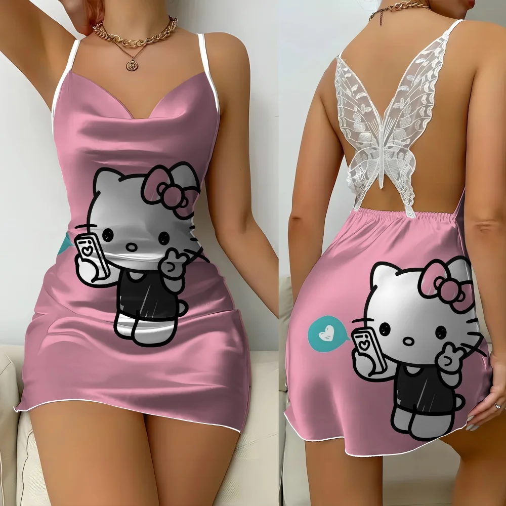 Lencería con borde con volantes, vestidos informales para mujer, ropa de noche para fiesta, camisón Sexy para mujer, vestido de pijama romántico novedoso de Disney