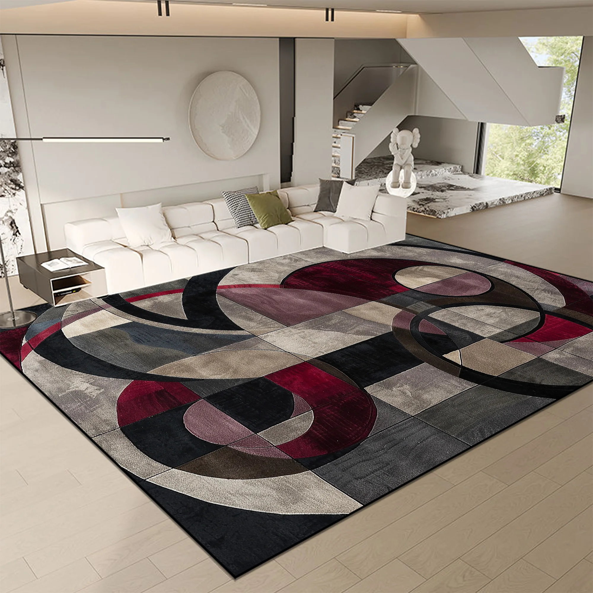 Nordic Abstract Geometry big Size Rugs for Living Room Decoration Light Luxury Anti-slip Floor Mats Home Bedroom Washable Carpet