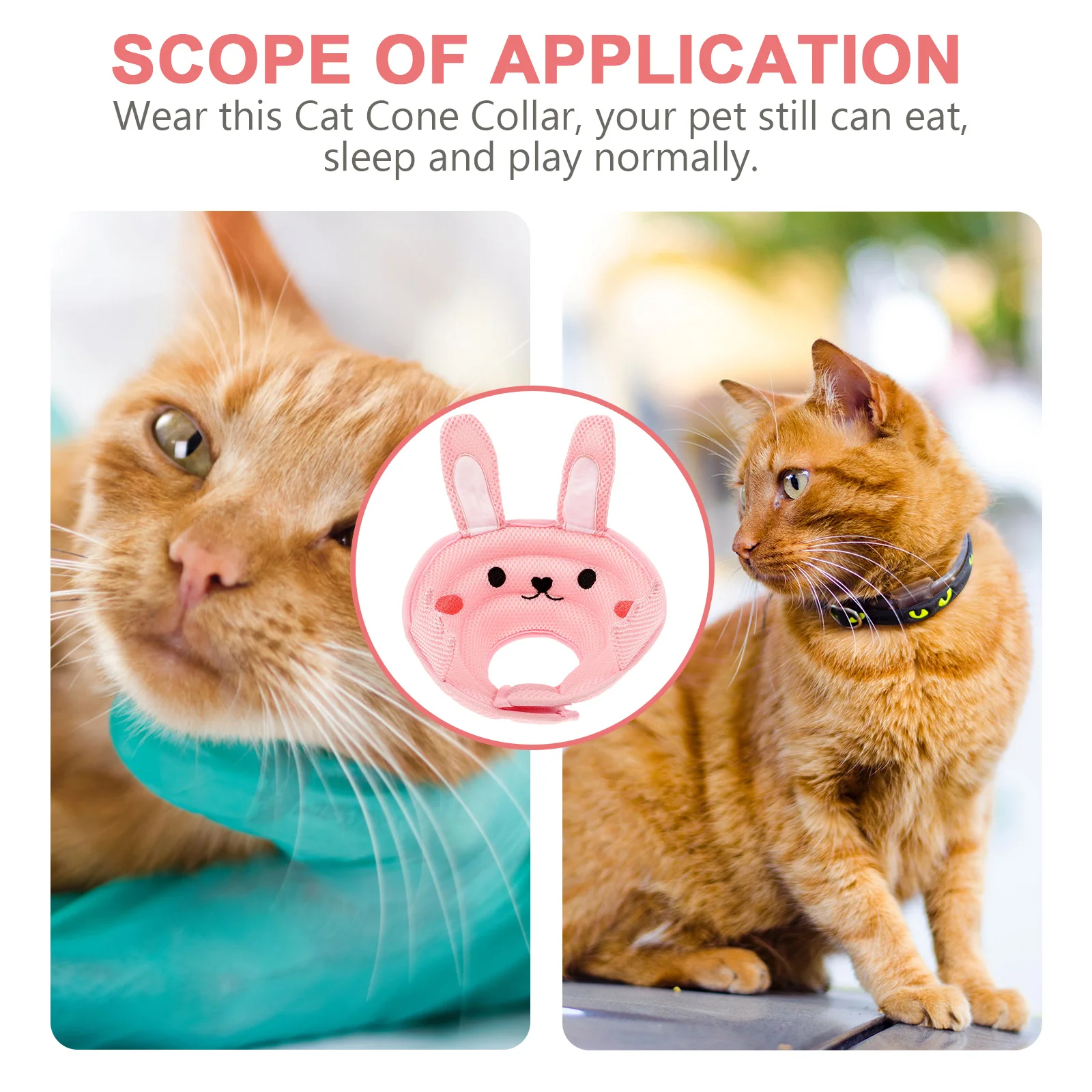

Anti-Lick Cat Collar Bunny Ear Pet Protective Cone Lightweight Recovery Collar For Cats After Surgery Cat Accessories