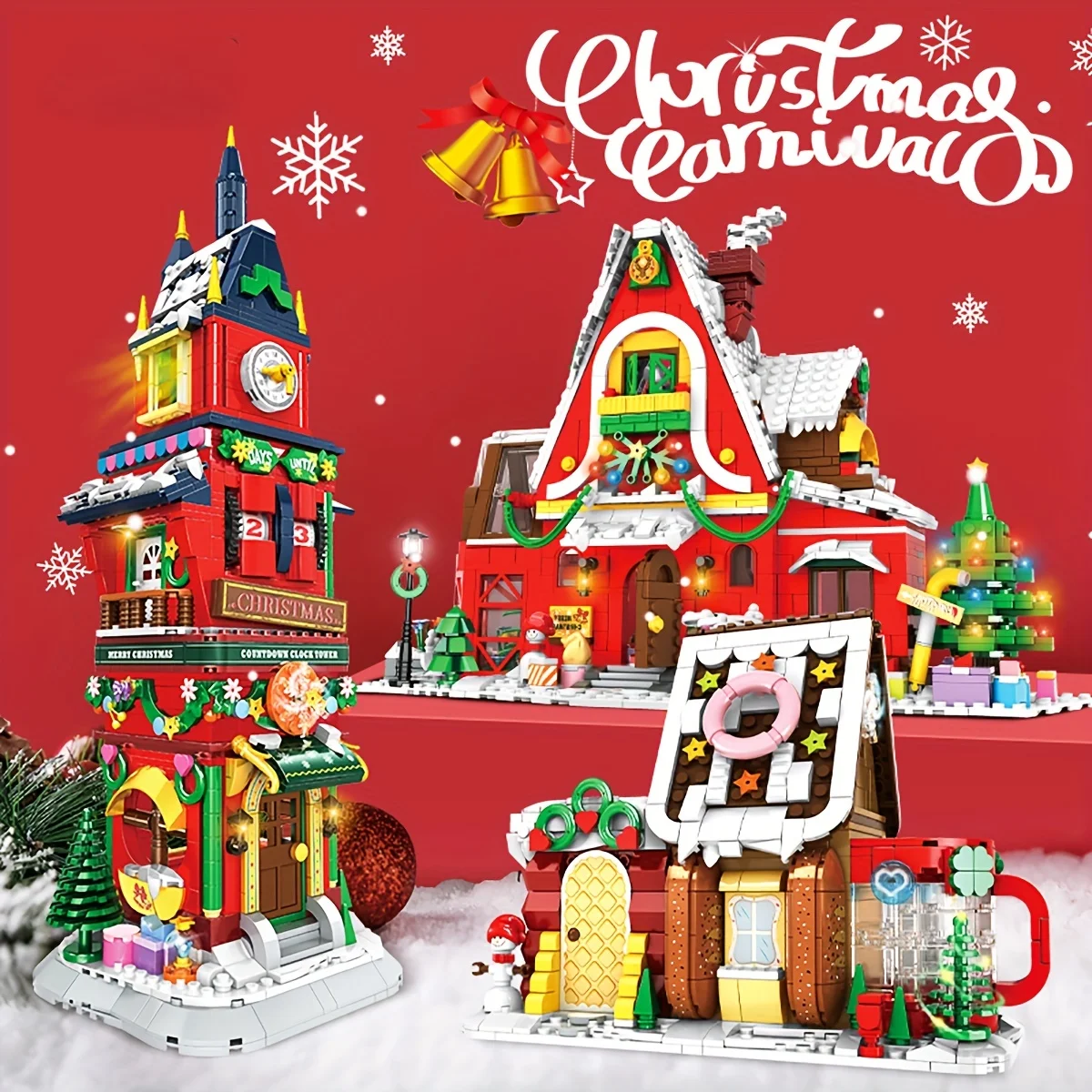 Small granular building blocks puzzle toys, assembling building models, Christmas decorations puzzle kit, Christmas gifts