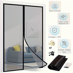 Magnetic Screen Door Curtain Anti Mosquito Insect Fly Bug Polyester Soft Door Curtain Home Ventilation Door Curtain for Summer