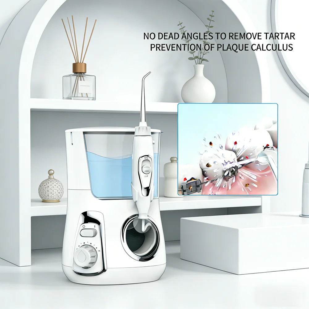 

Ирригатор для полости рта настольный, 800 мл, 10 режимов давления, 5 многофункциональных насадок, домашний водный флоссер для комплексного ухода за зубами